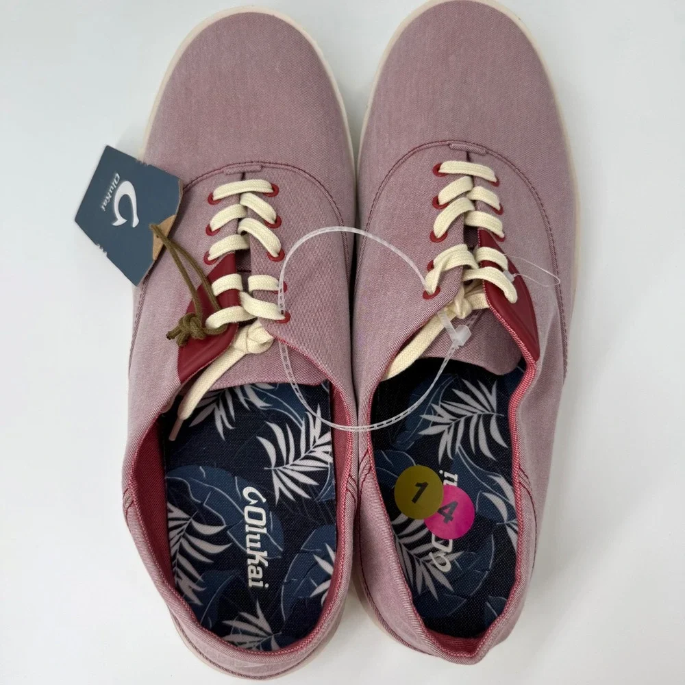 OluKai Tradewind Sneakers Mens Size 14 Lava Red New 10533-7U7U Drop-in Heel